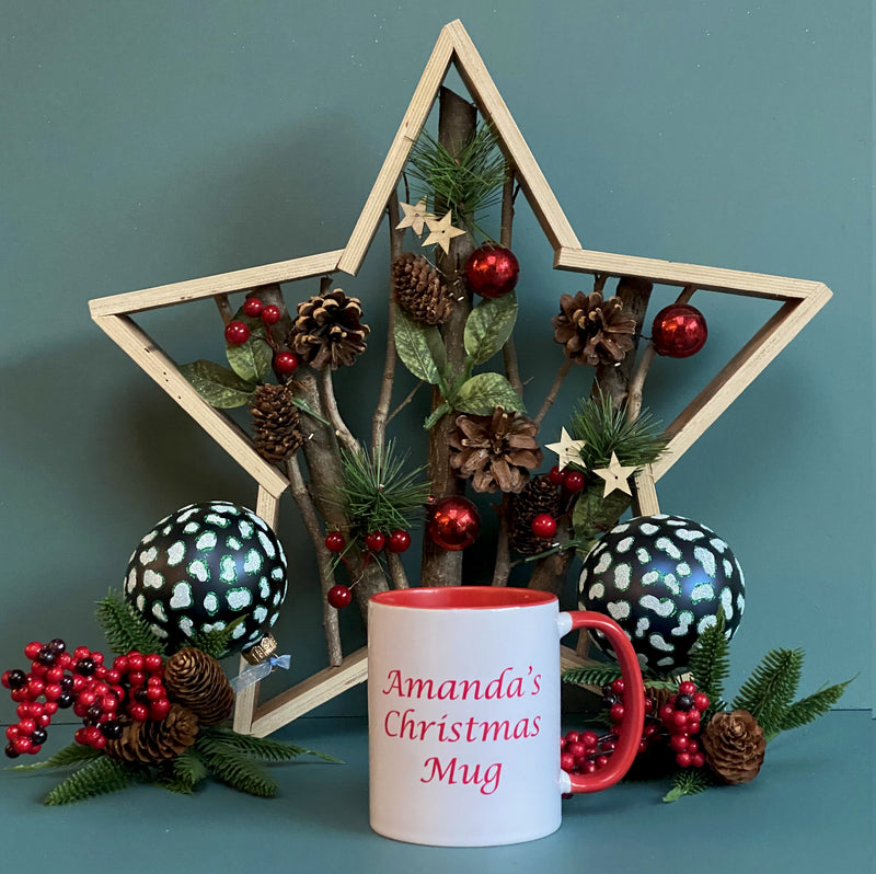 Floral wreath personalised christmas mug